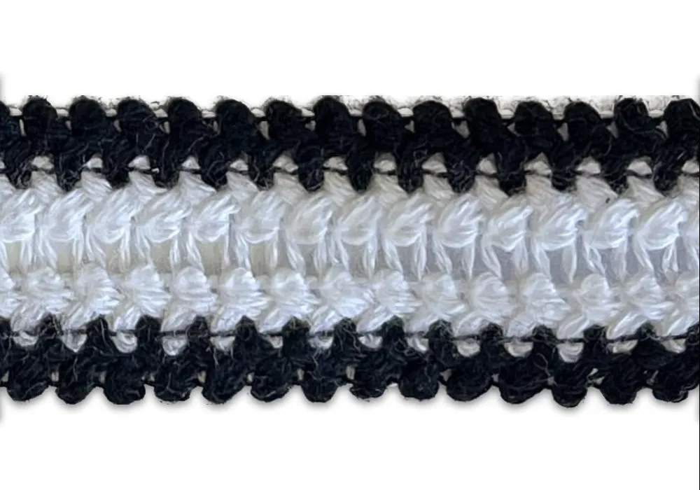 1" Stylish Black & White Braided Trim (Made in France)