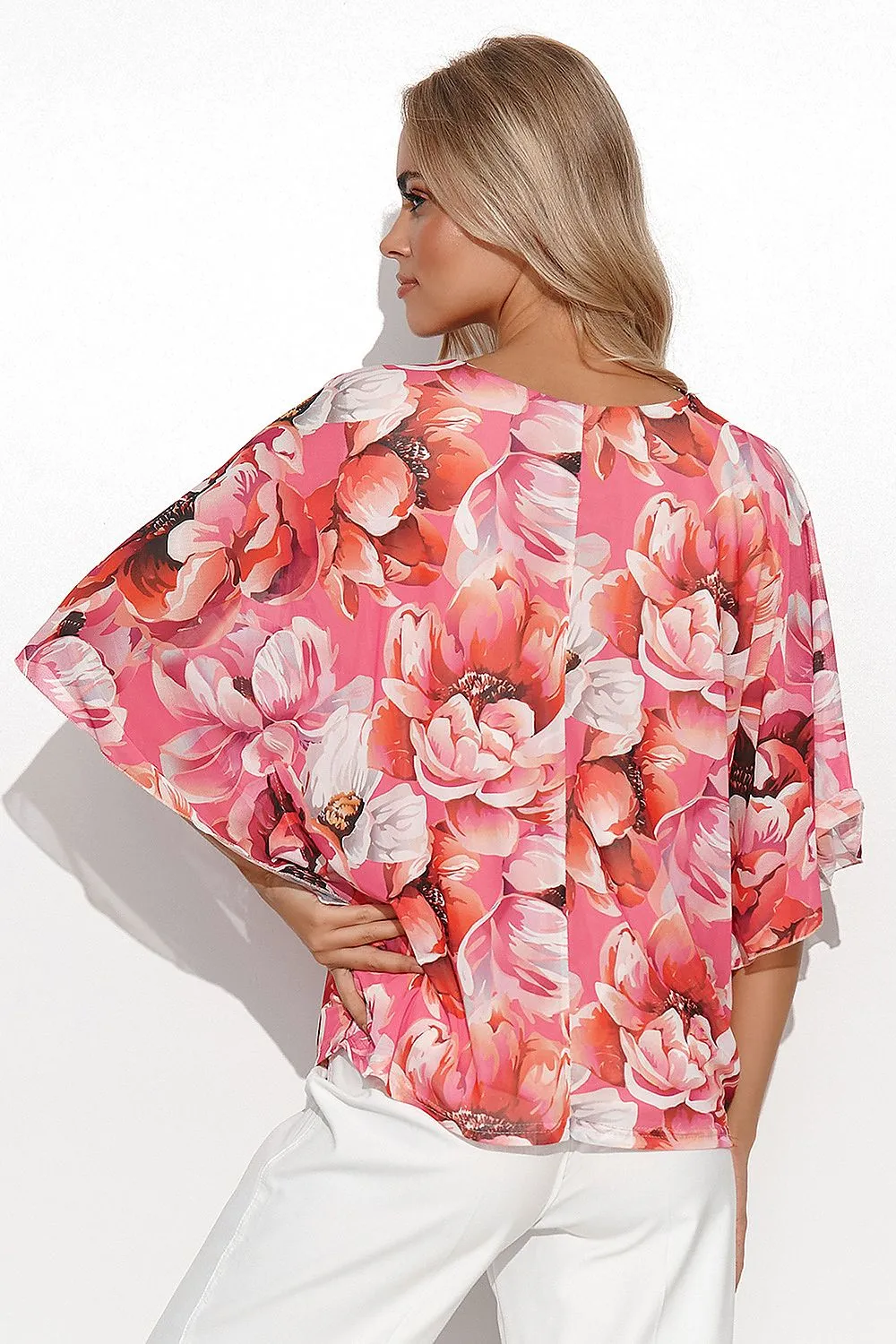 Airy Kimono Sleeve Blouse - Stylish Women's Mesh Top with Unique Patterns and Flattering Fit