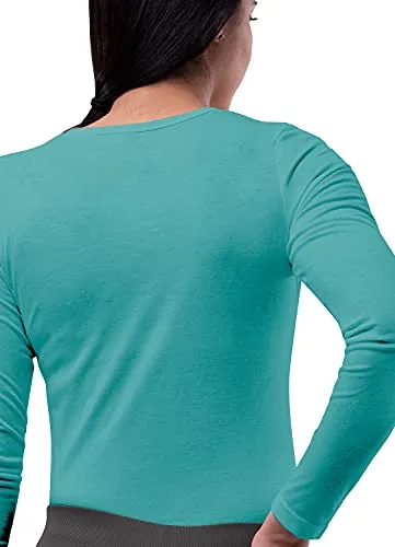 Aquamarine Scrubs for Ladies - Long Sleeve Comfort Underscrub Tee - SIVVAN Womens Fall Fashion