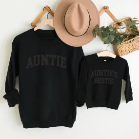 Auntie & Auntie's Bestie College Matching Stealth Black Sweatshirts