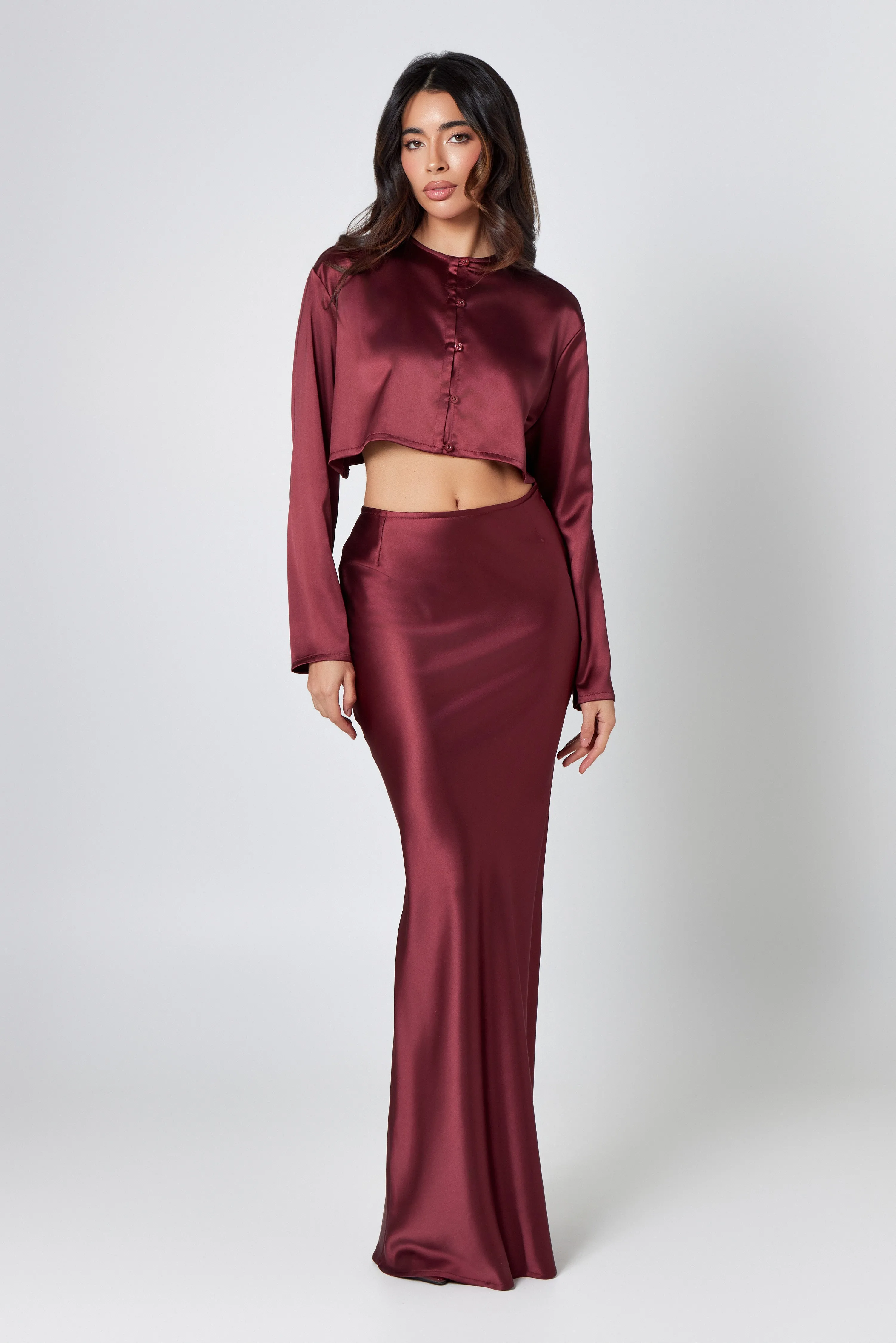 Burgundy Satin Blouse