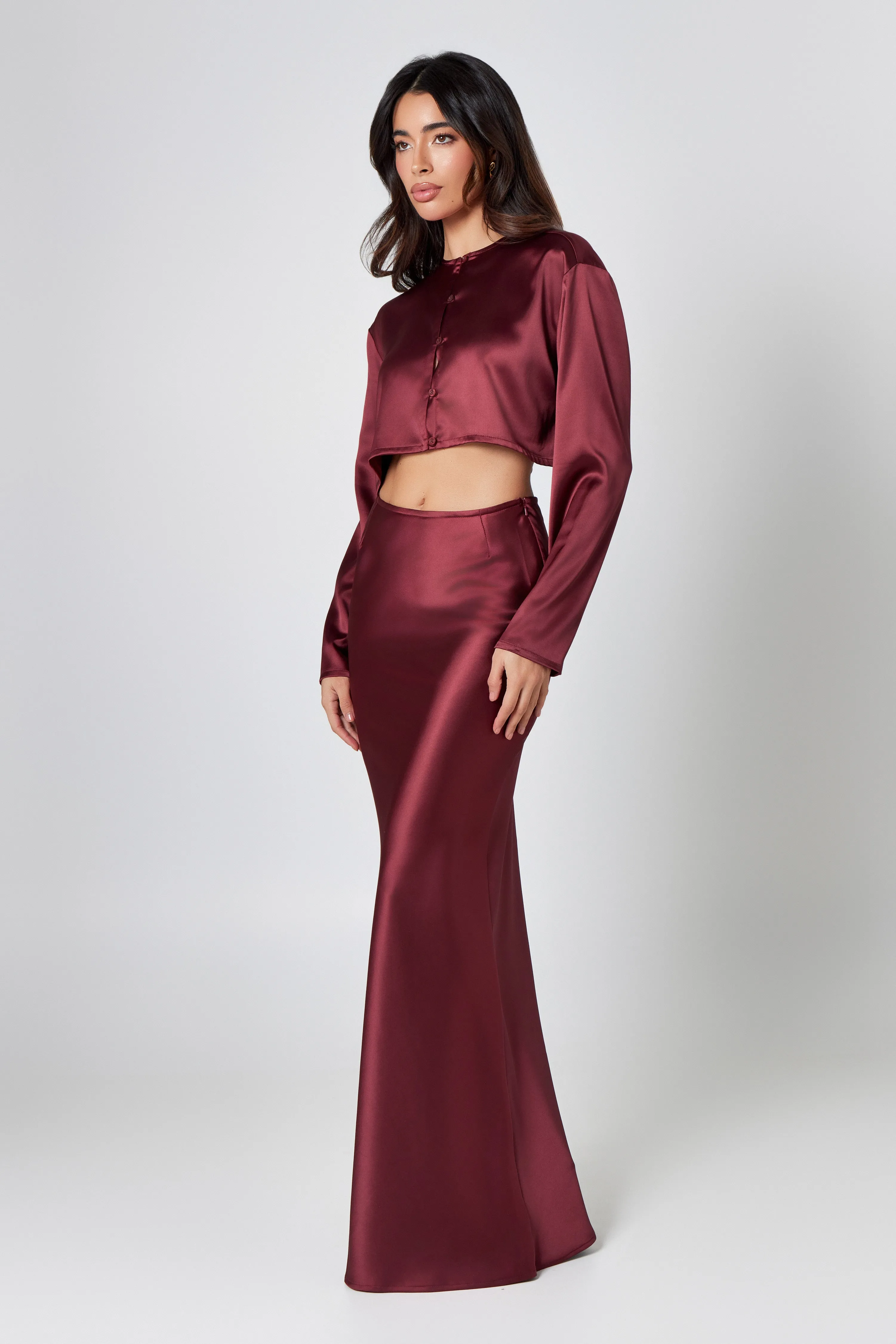 Burgundy Satin Blouse