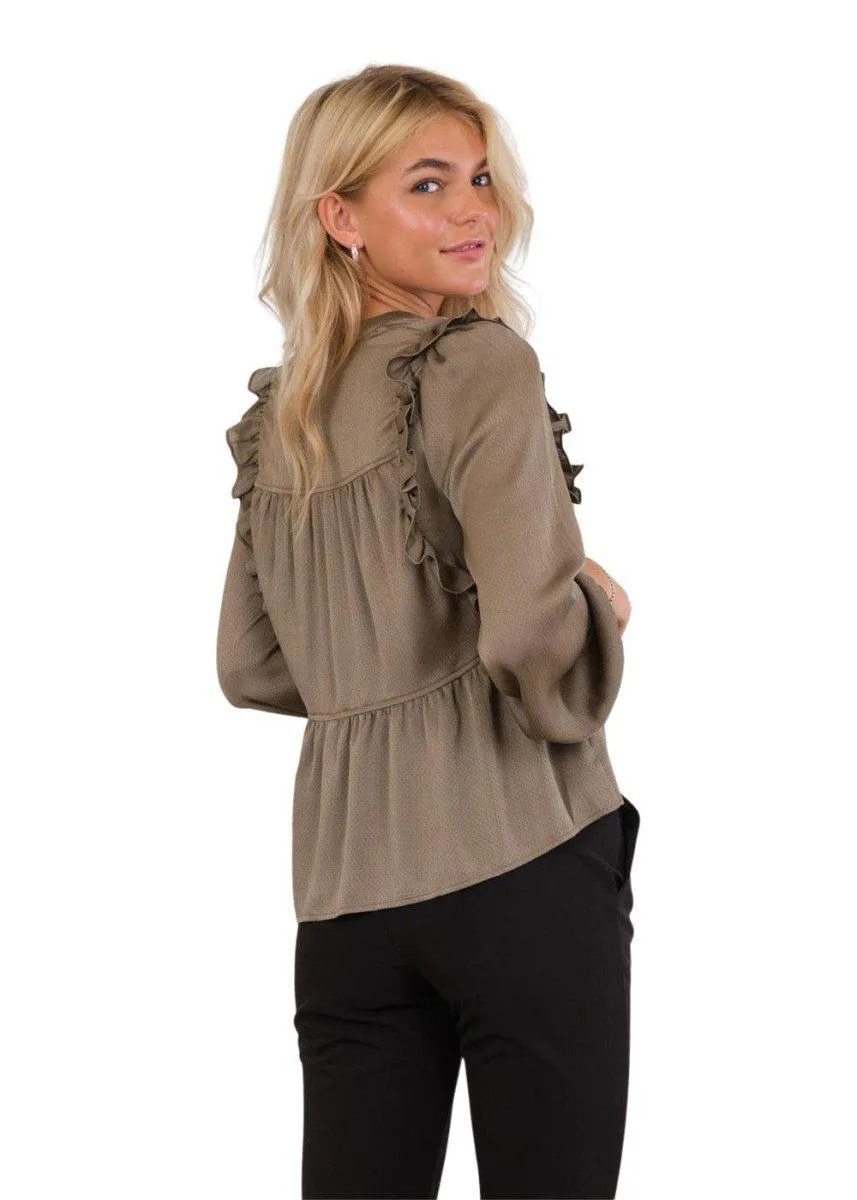 Celia Solid Blouse - Army