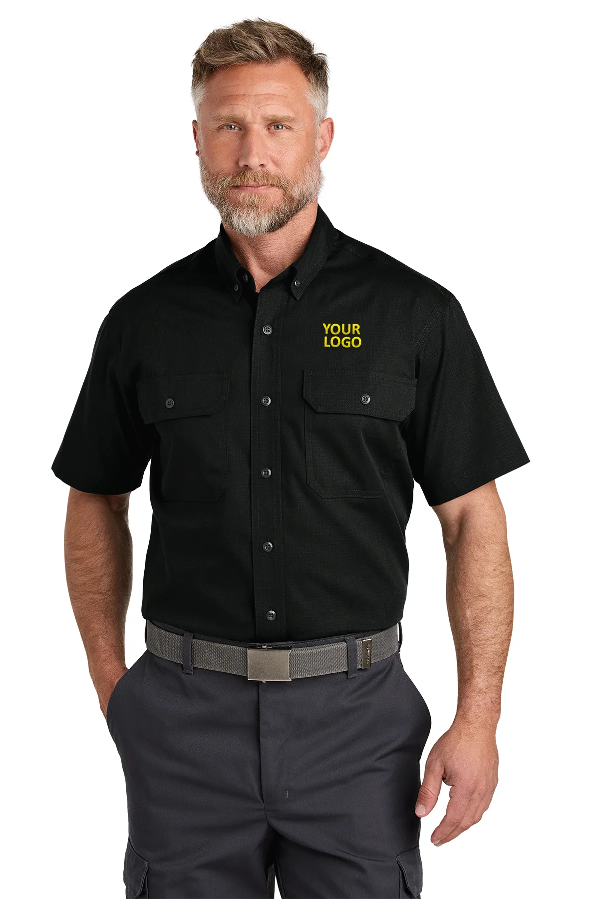 CornerStone Short Sleeve Select Ripstop Custom Shirts, Black