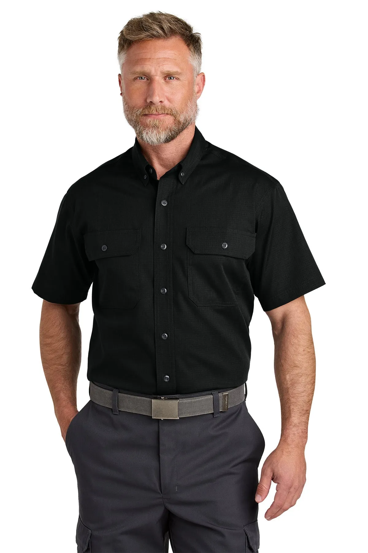 CornerStone Short Sleeve Select Ripstop Custom Shirts, Black