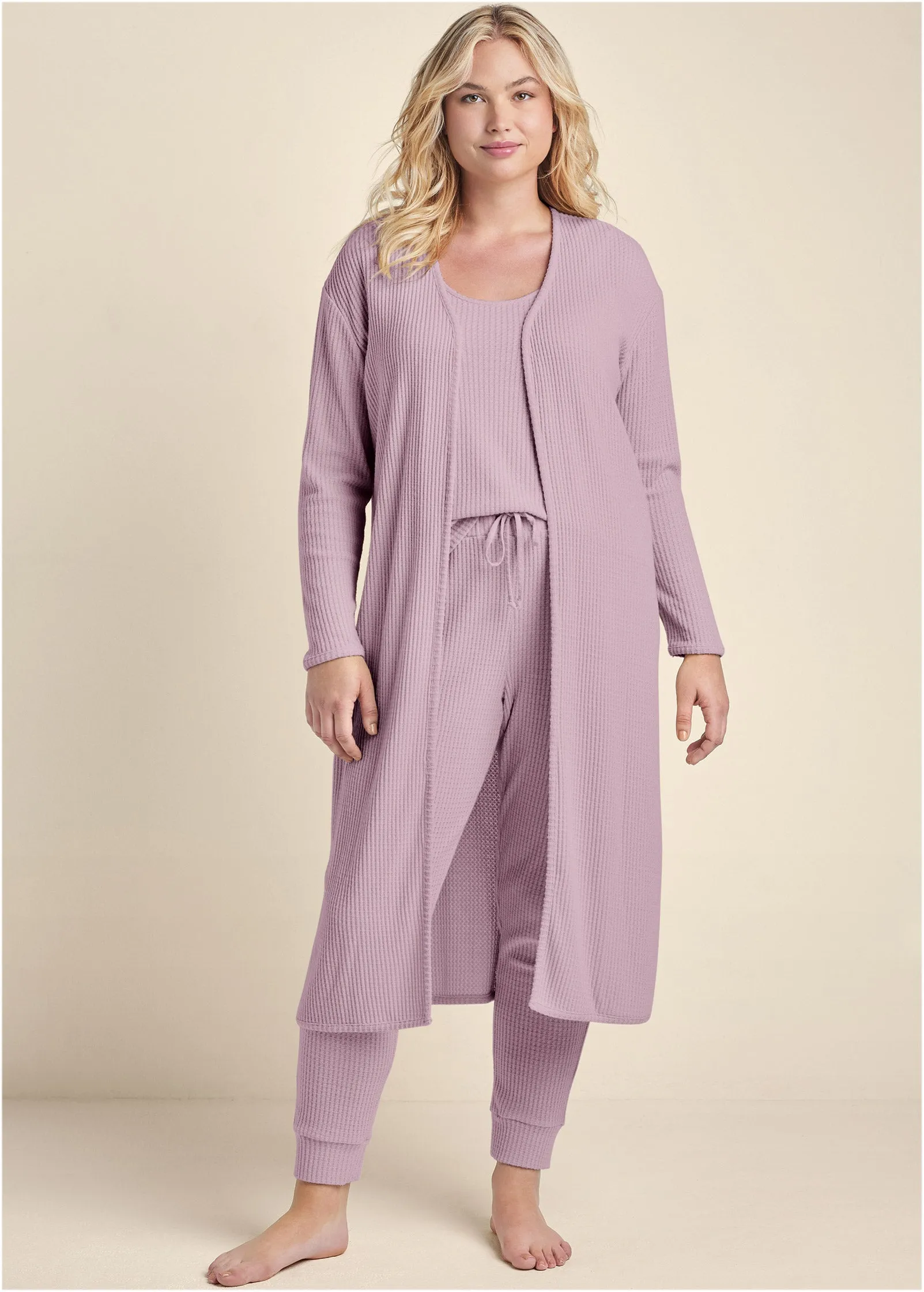 Cozy Waffle 3-Piece Set - Mauve