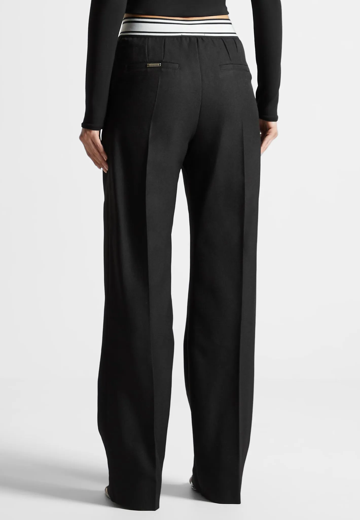 Elasticated Signature Pleated Trousers - Black