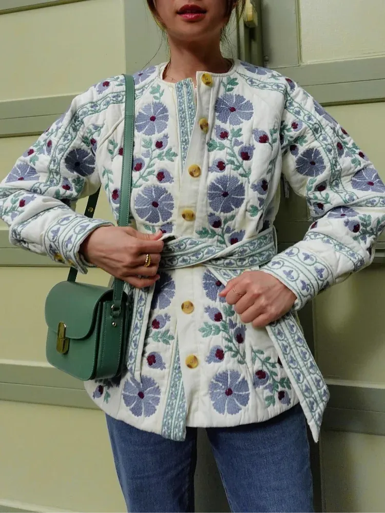 Elegant Fashion Stylish Warm Flower Print Jacket