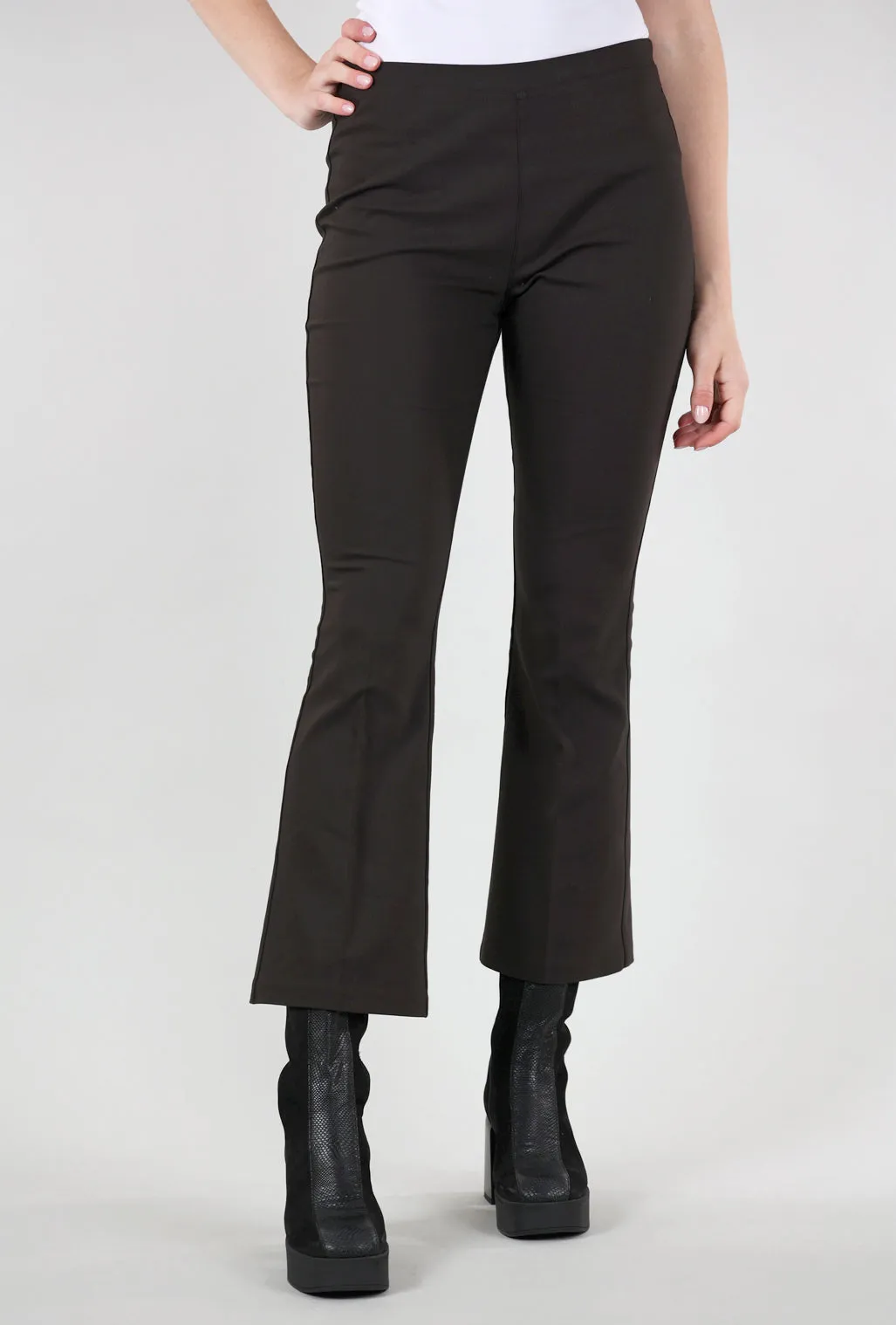 Ella Crop Flare Pant, Brown