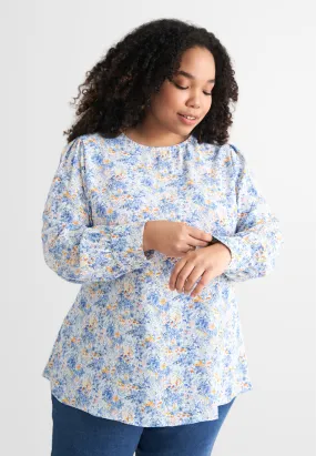 Florentina Long Sleeves Floral Blouse - Blue