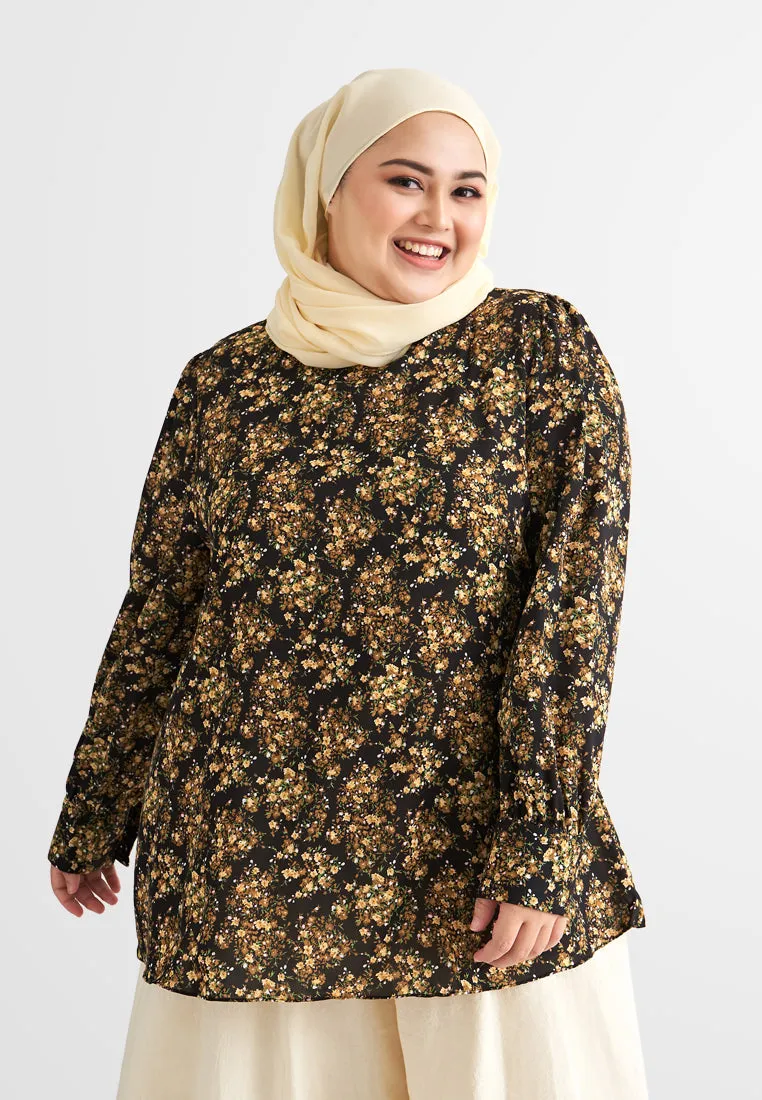 Florentina Long Sleeves Floral Blouse - Blue