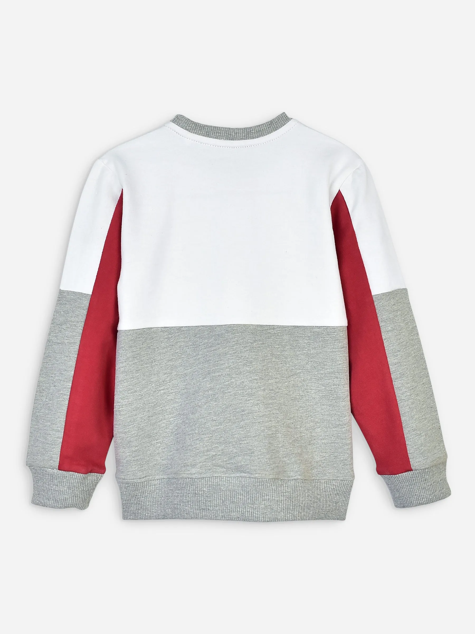 Grey & White Contrasting Sleeves Casual Sweatshirt