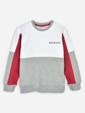 Grey & White Contrasting Sleeves Casual Sweatshirt