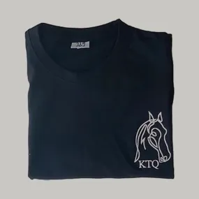 Half Sleeve Horse Line Art Embroidered T-Shirt