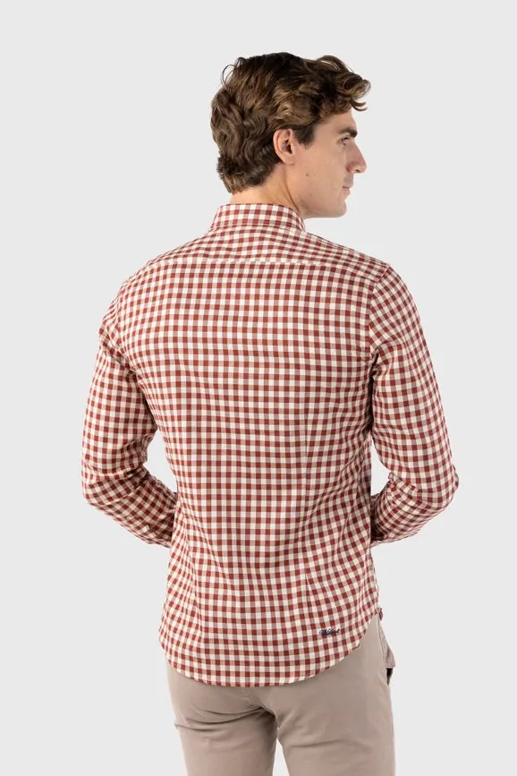 Harvard Burgundy Slim Fit Checkered Shirt