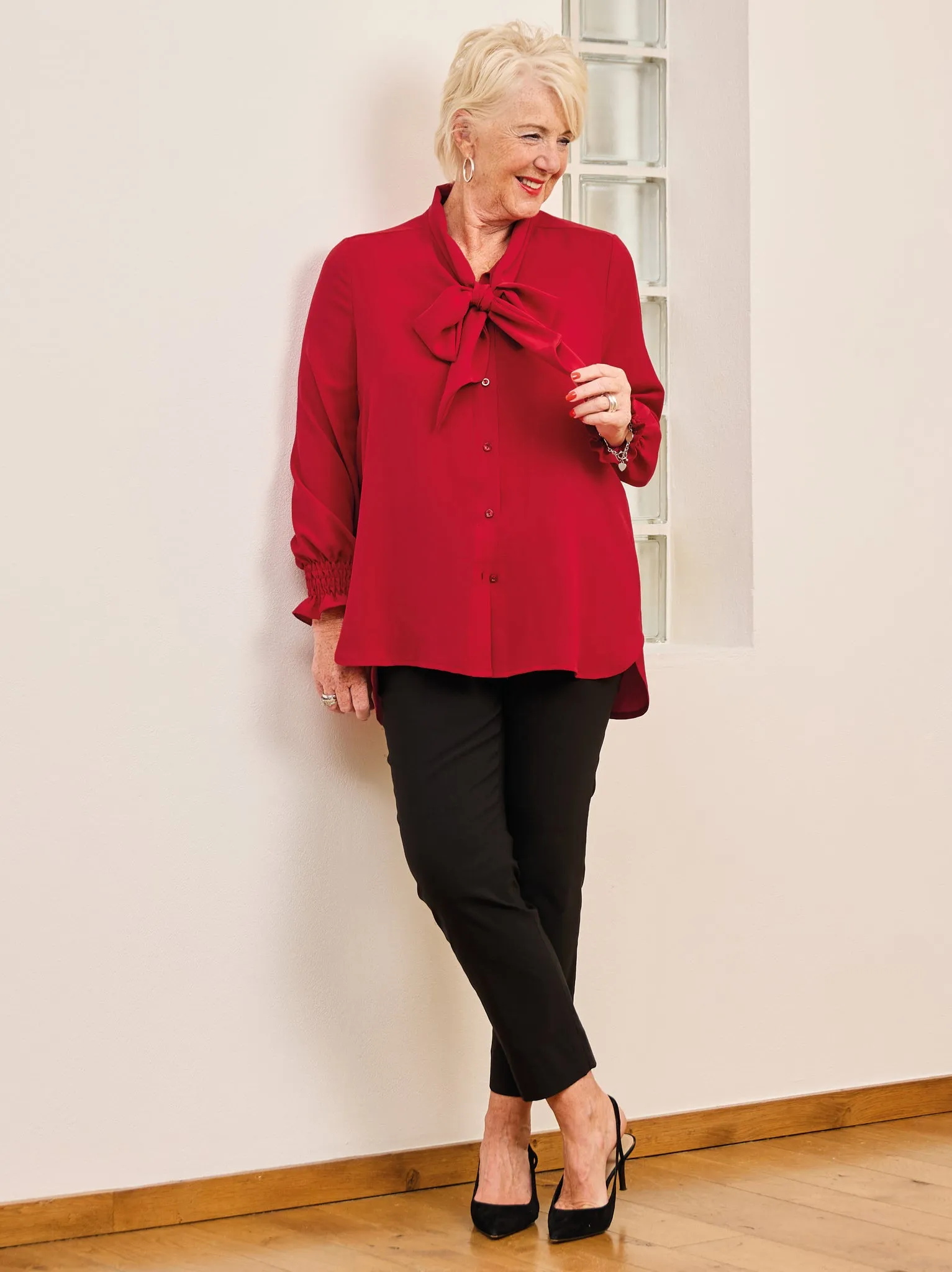 Heather Crepe Shirt - Red