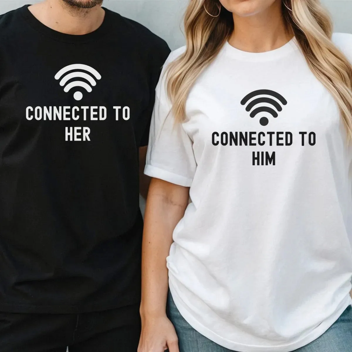 His & Hers Cosy Matched T-Shirts - Couples Anniversary or Christmas Gift - Honeymoon Attire