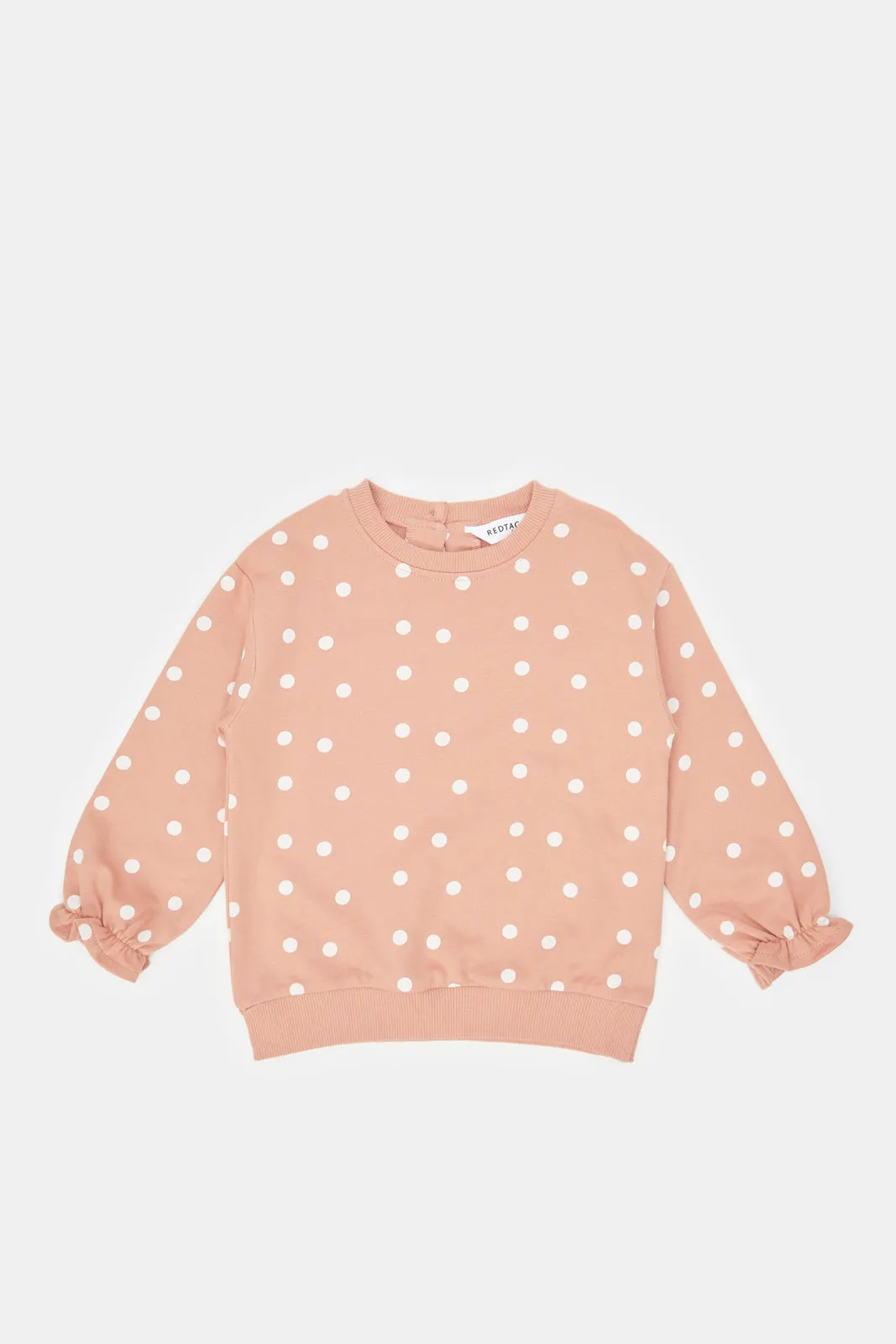 Ivory Heart Aop & Brown Polka Dot Print Sweatshirt