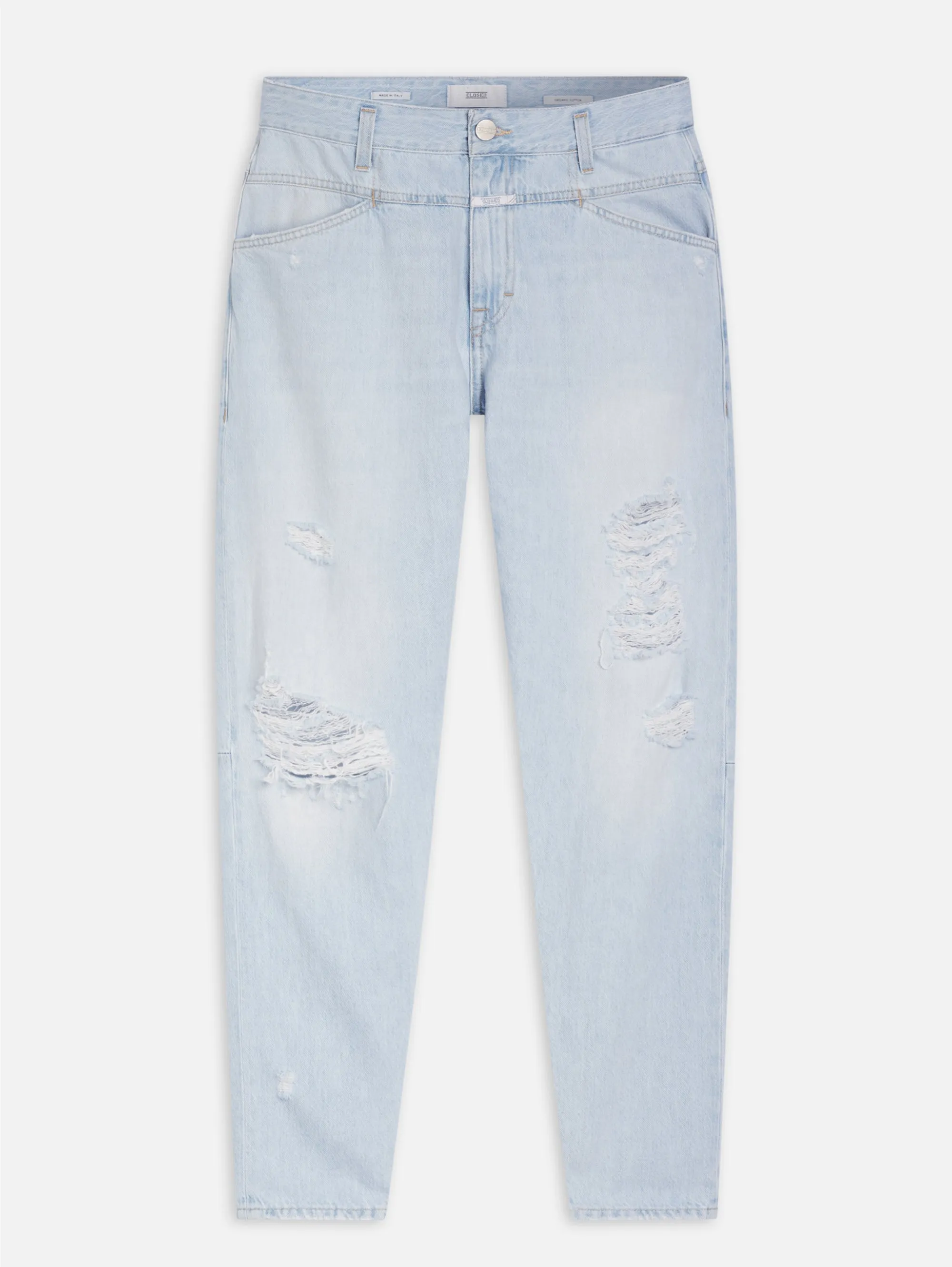 Jeans Relaxed Fit con Strappi Light Blue