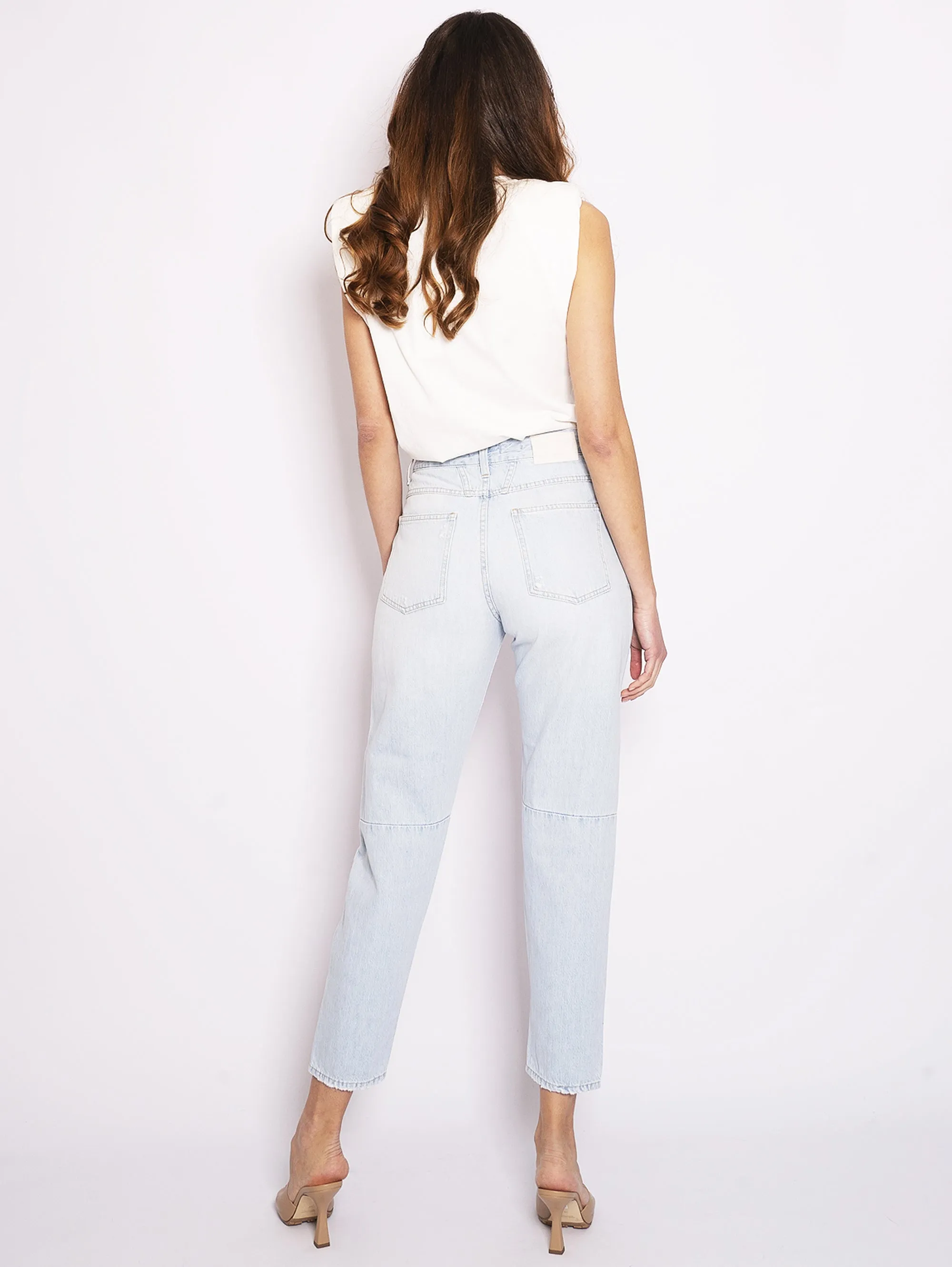 Jeans Relaxed Fit con Strappi Light Blue