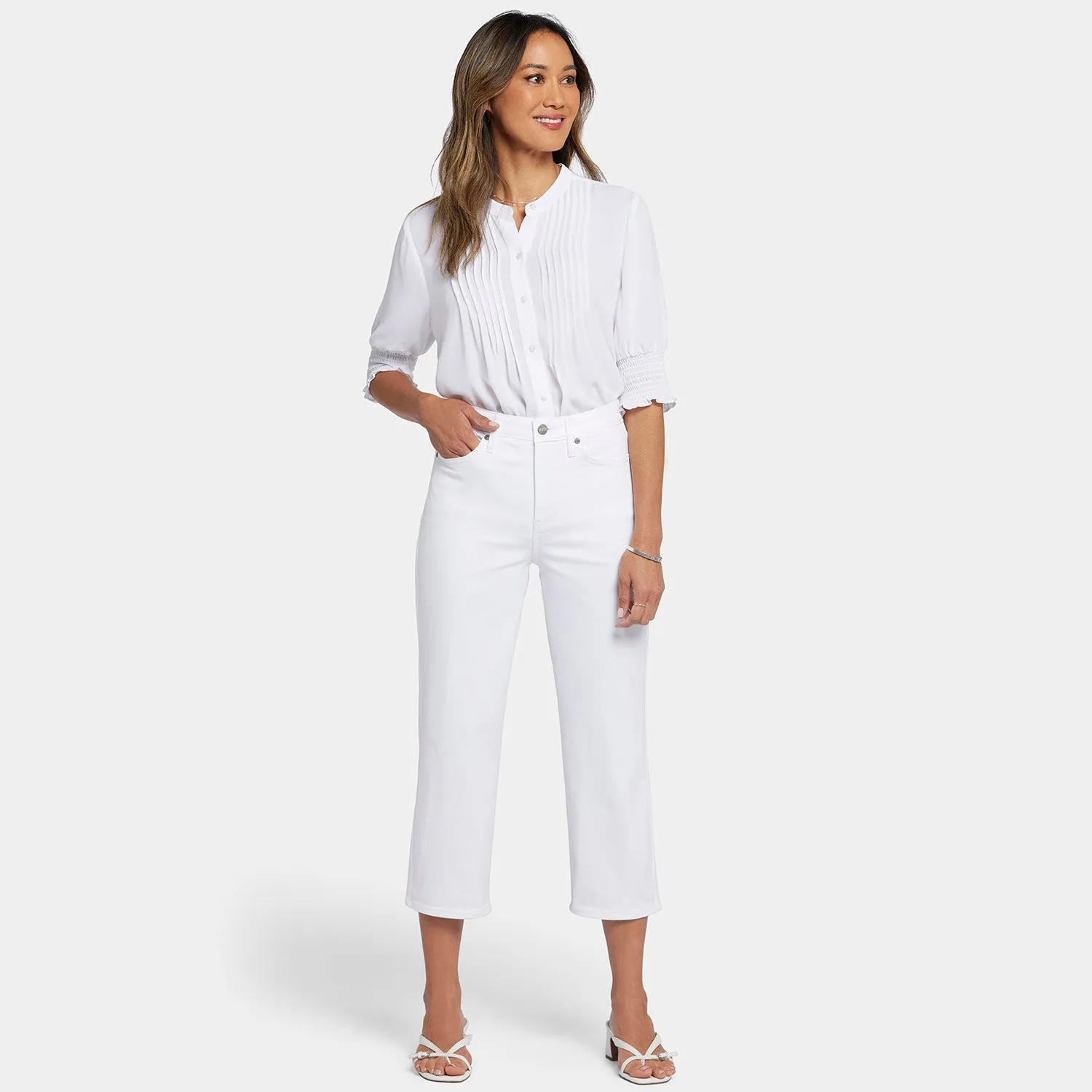 Joni Relaxed Capri Jeans - Optic White