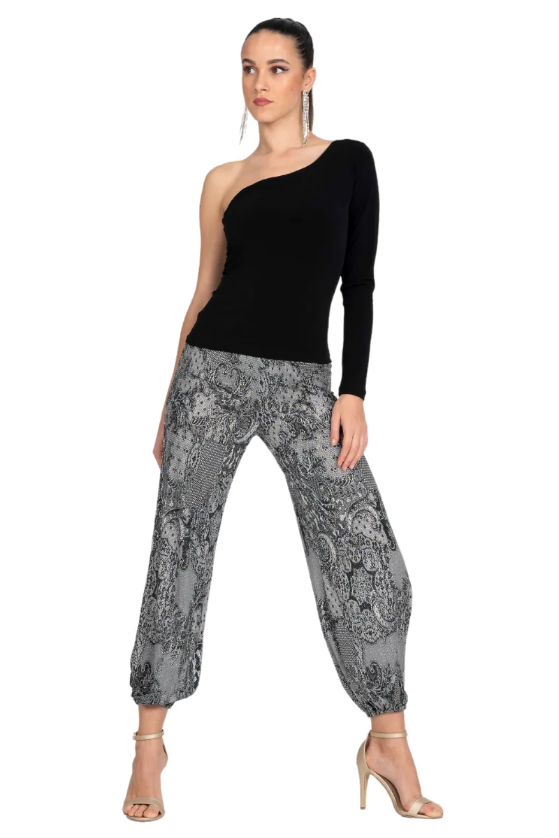 Lace Print Babucha Tango Pants With Slits