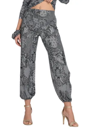 Lace Print Babucha Tango Pants With Slits