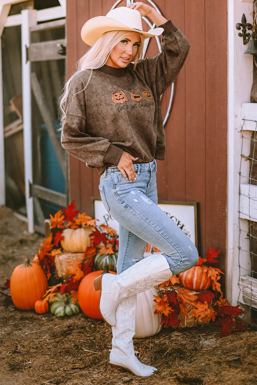 Let's Get Smashed Pumpkin Graphic Sweatshirt