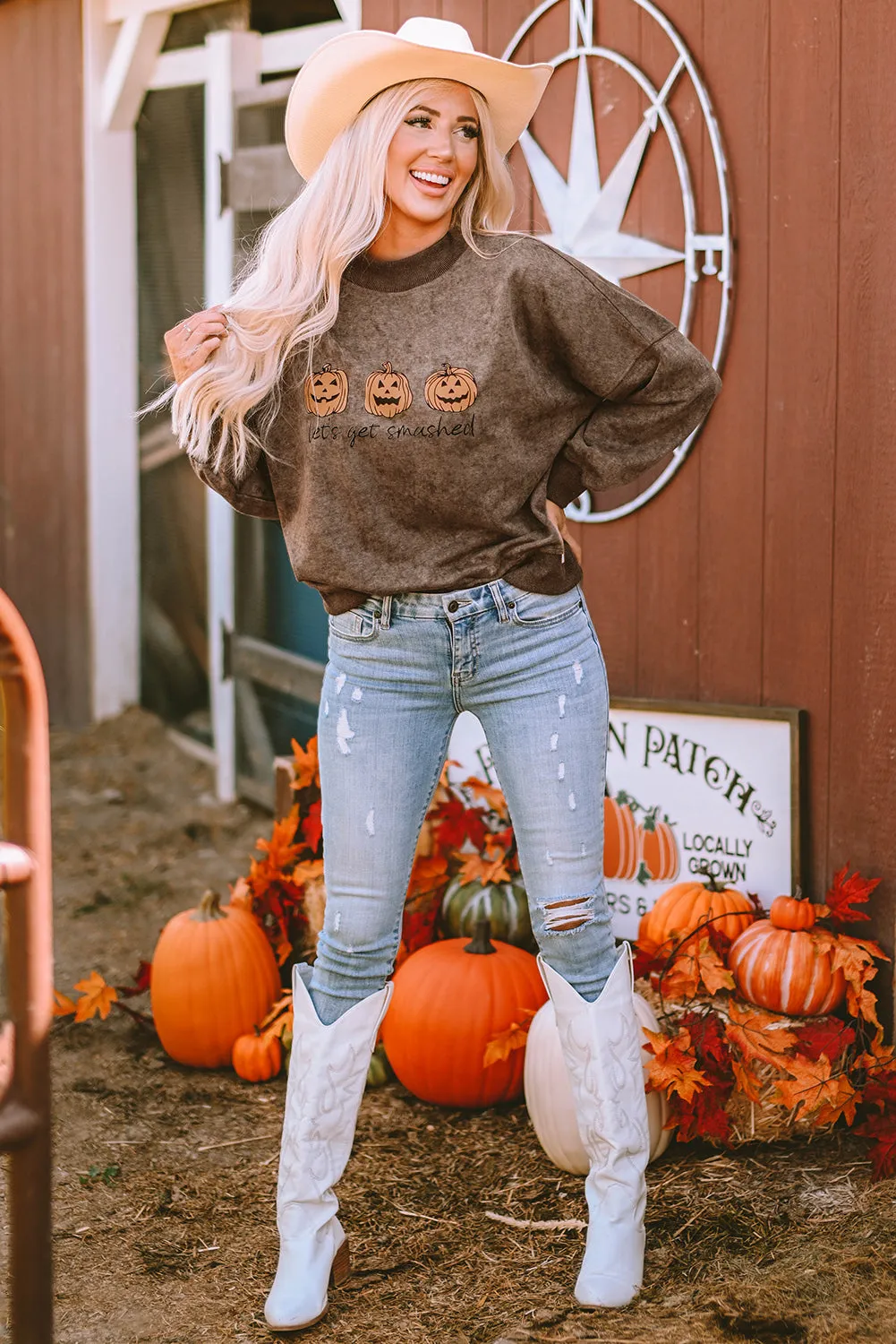 Let's Get Smashed Pumpkin Graphic Sweatshirt