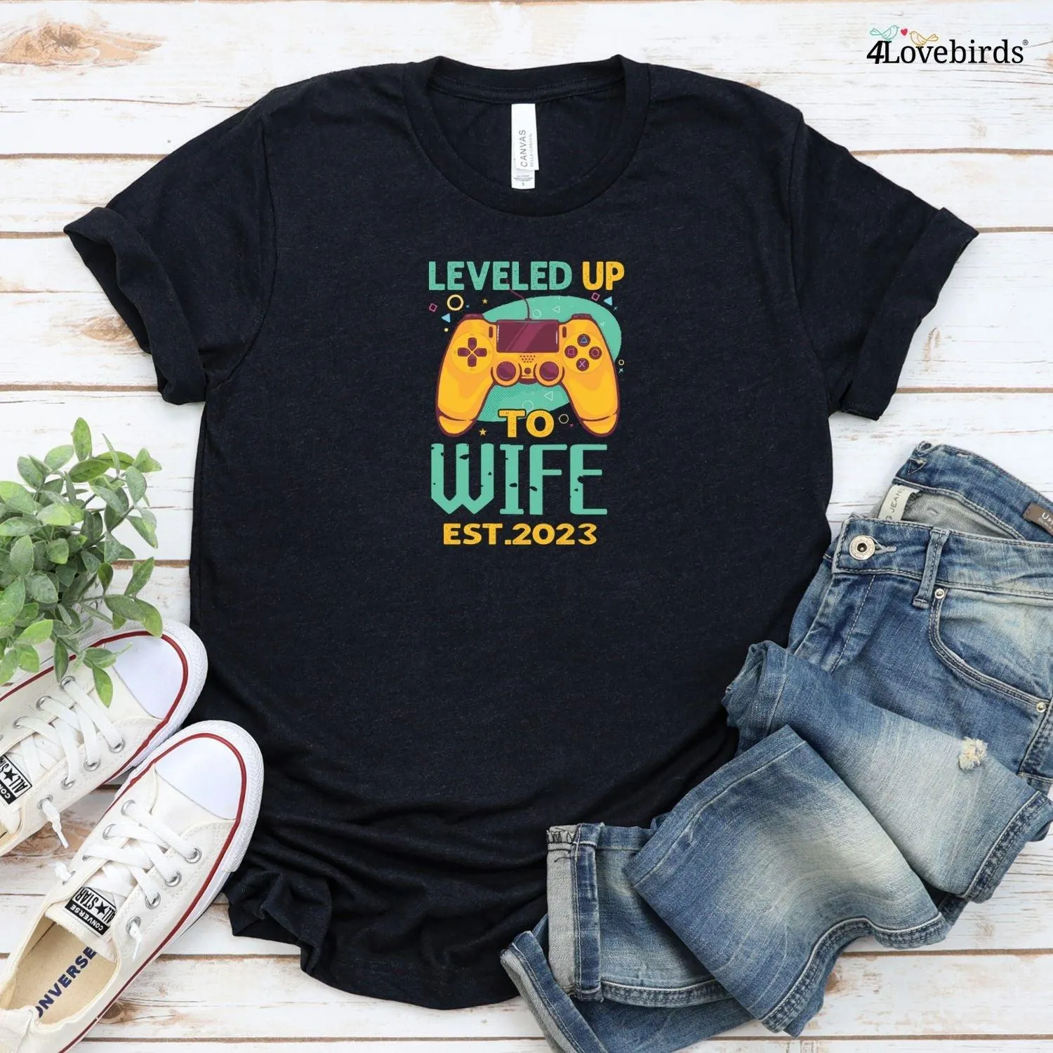 Leveled Up to Husband & Wife Custom Est - Matching Set for Gamer Couples