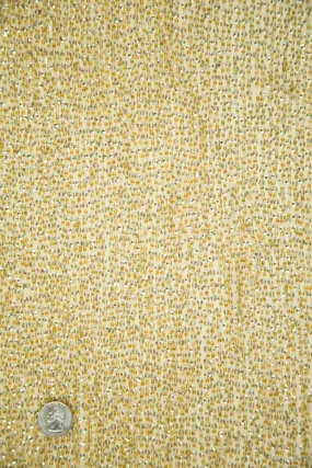 Light Shiny Gold Sequins & Beads on Silk Chiffon Fabric