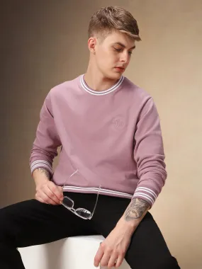 Men's Dusty Pink Crew Neck Full Sleeves Sweatshirt