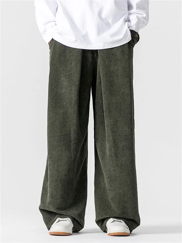 Men's Leisure Cozy Solid Color Corduroy Trousers