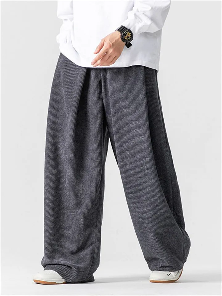 Men's Leisure Cozy Solid Color Corduroy Trousers