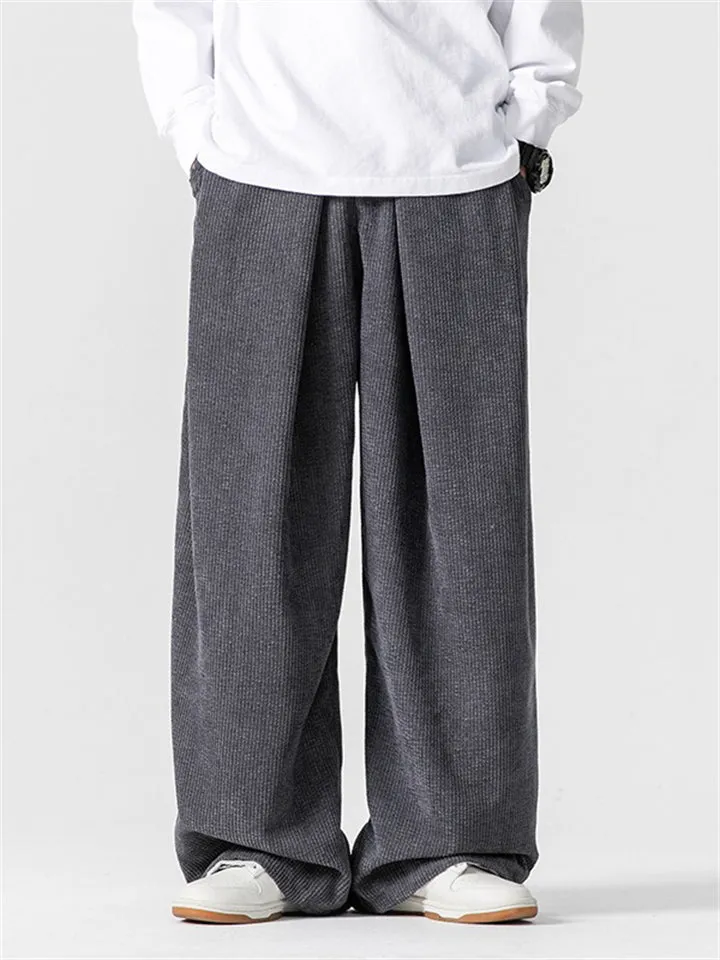 Men's Leisure Cozy Solid Color Corduroy Trousers