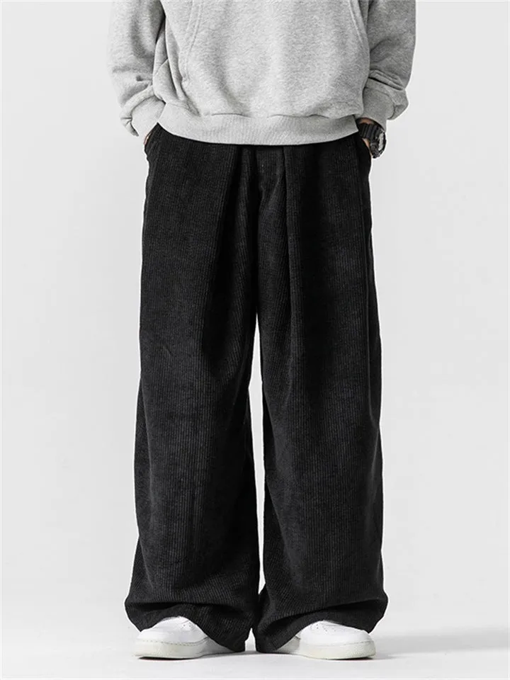 Men's Leisure Cozy Solid Color Corduroy Trousers