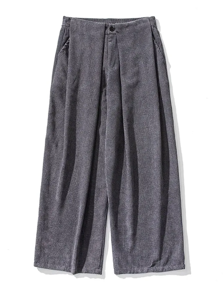 Men's Leisure Cozy Solid Color Corduroy Trousers