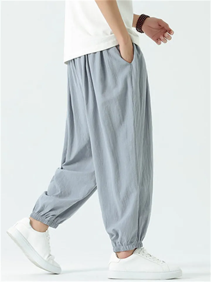 Men's Loose Cozy Red Drawstring Casual Harem Pants