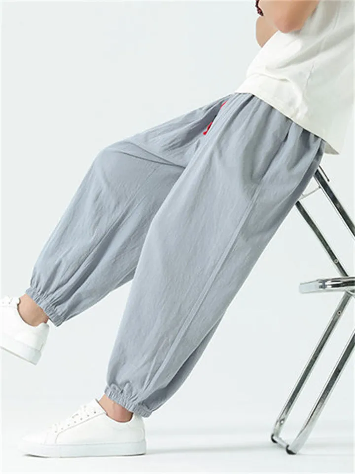 Men's Loose Cozy Red Drawstring Casual Harem Pants