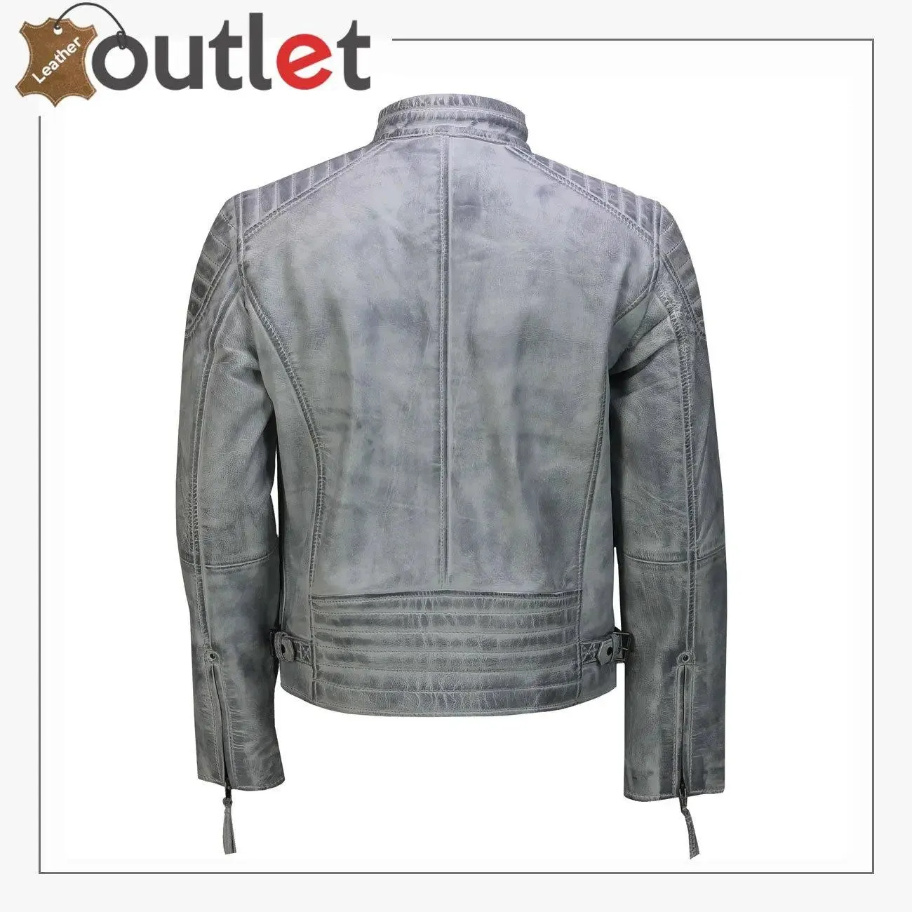 Mens Real Leather Antique Wash Retro Biker Jacket