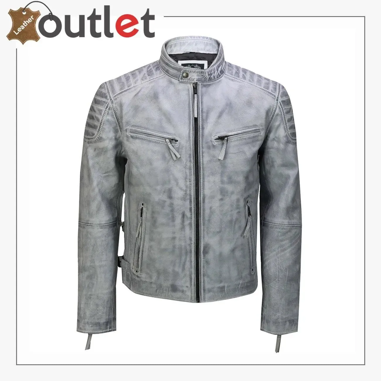 Mens Real Leather Antique Wash Retro Biker Jacket