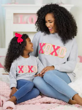 Mommy and Me "XOXO" Embroidered Chenille Patch Sweatshirt