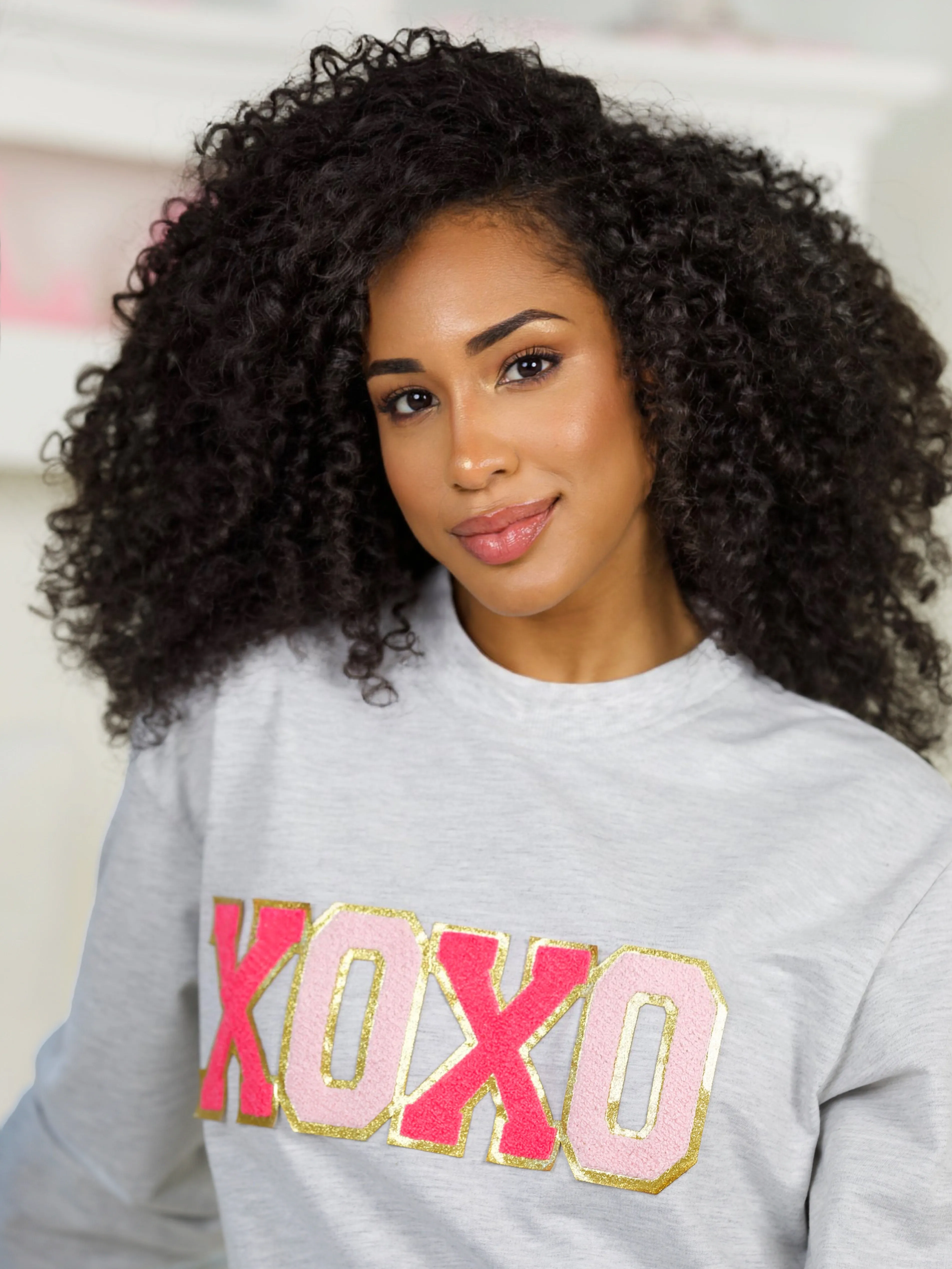 Mommy and Me "XOXO" Embroidered Chenille Patch Sweatshirt