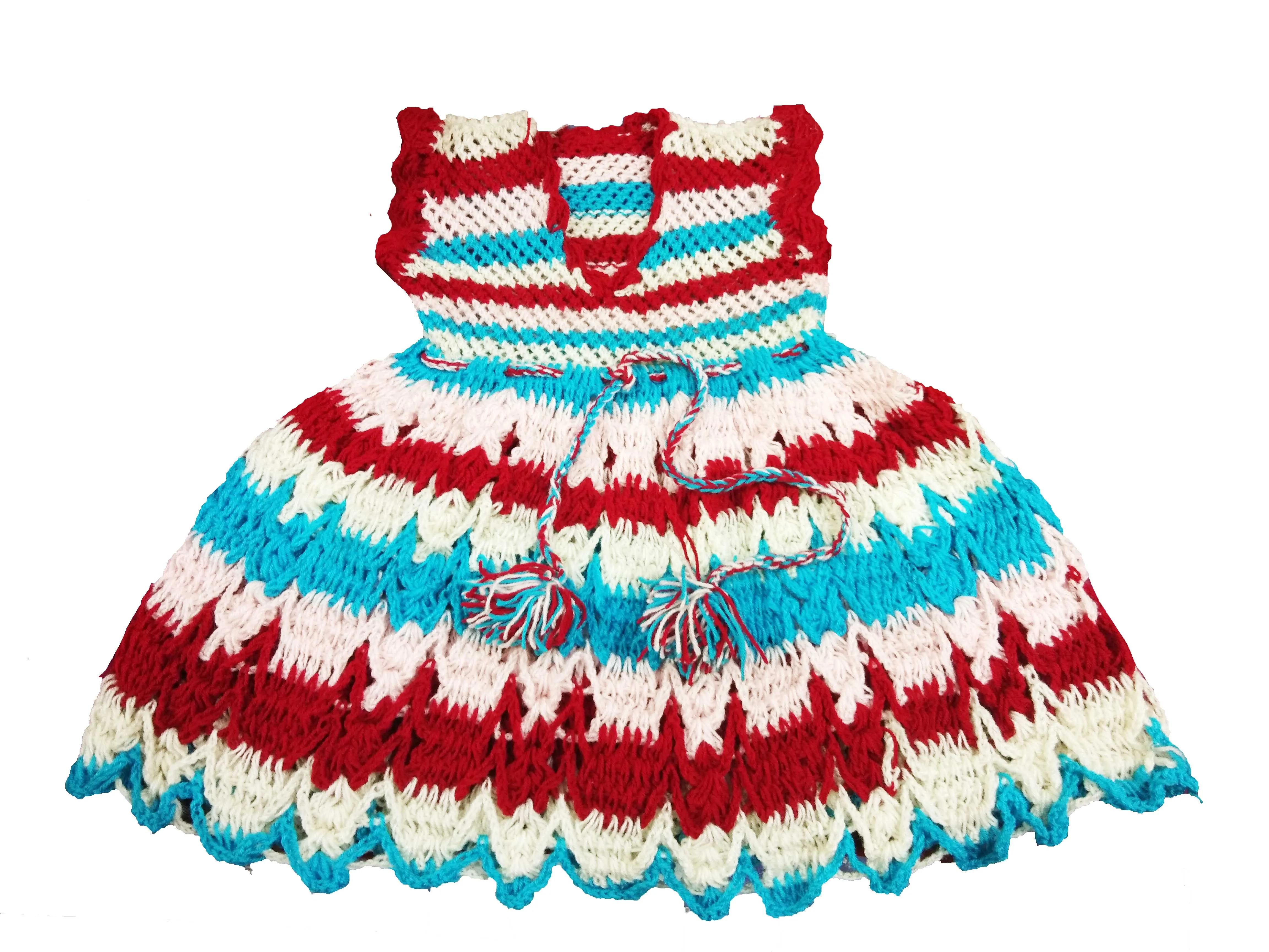 Multicolor Woolen HandMade  Frock (1-12 years)