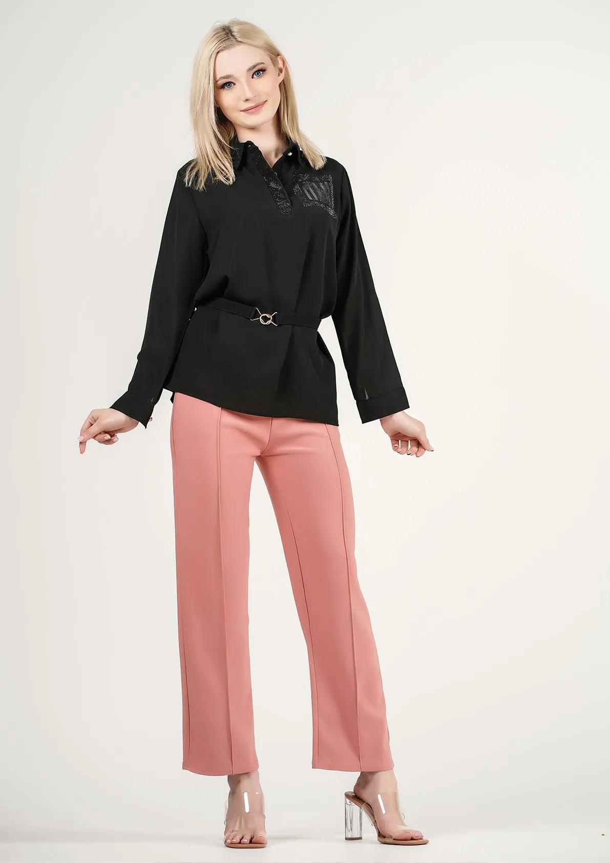 Pastel Perfection: Coral Cropped Trousers