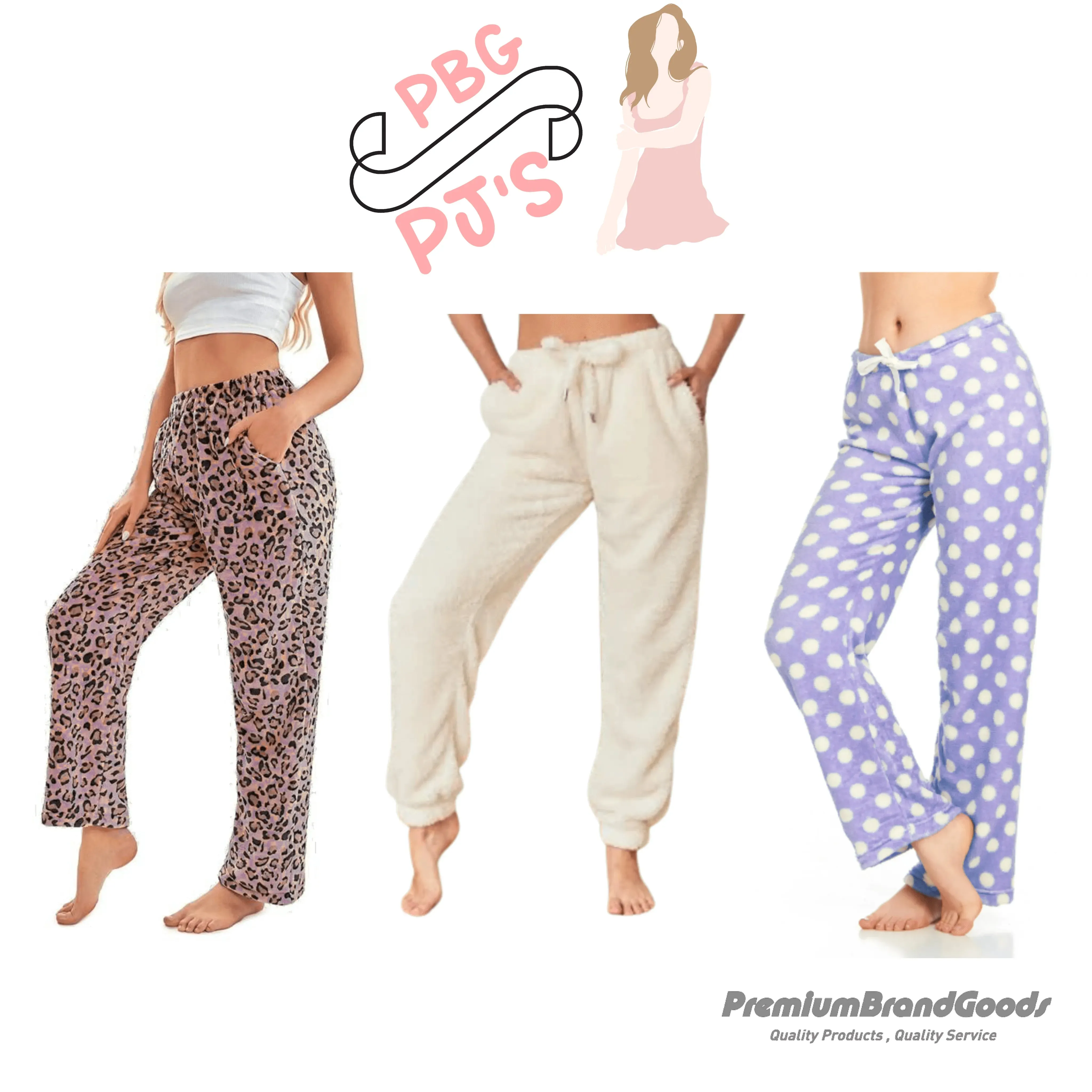 PBG Women's 3 Pack Soft Plush Pajama Pants Cozy S-XL