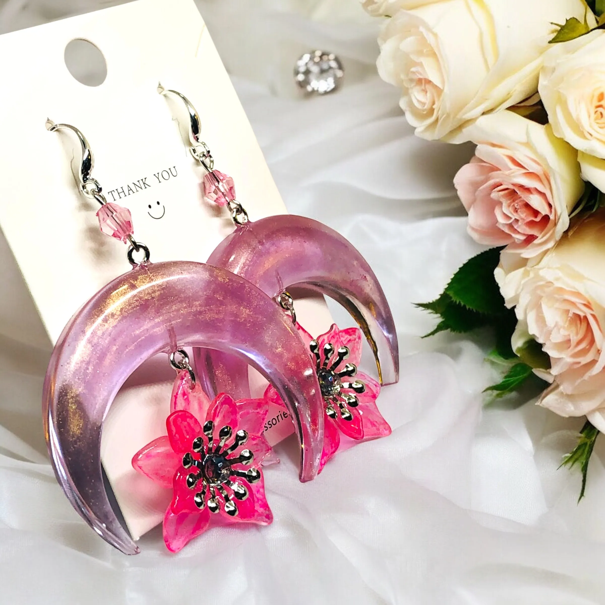 Pink Bohemian Bloom Lunar Bloom Earrings