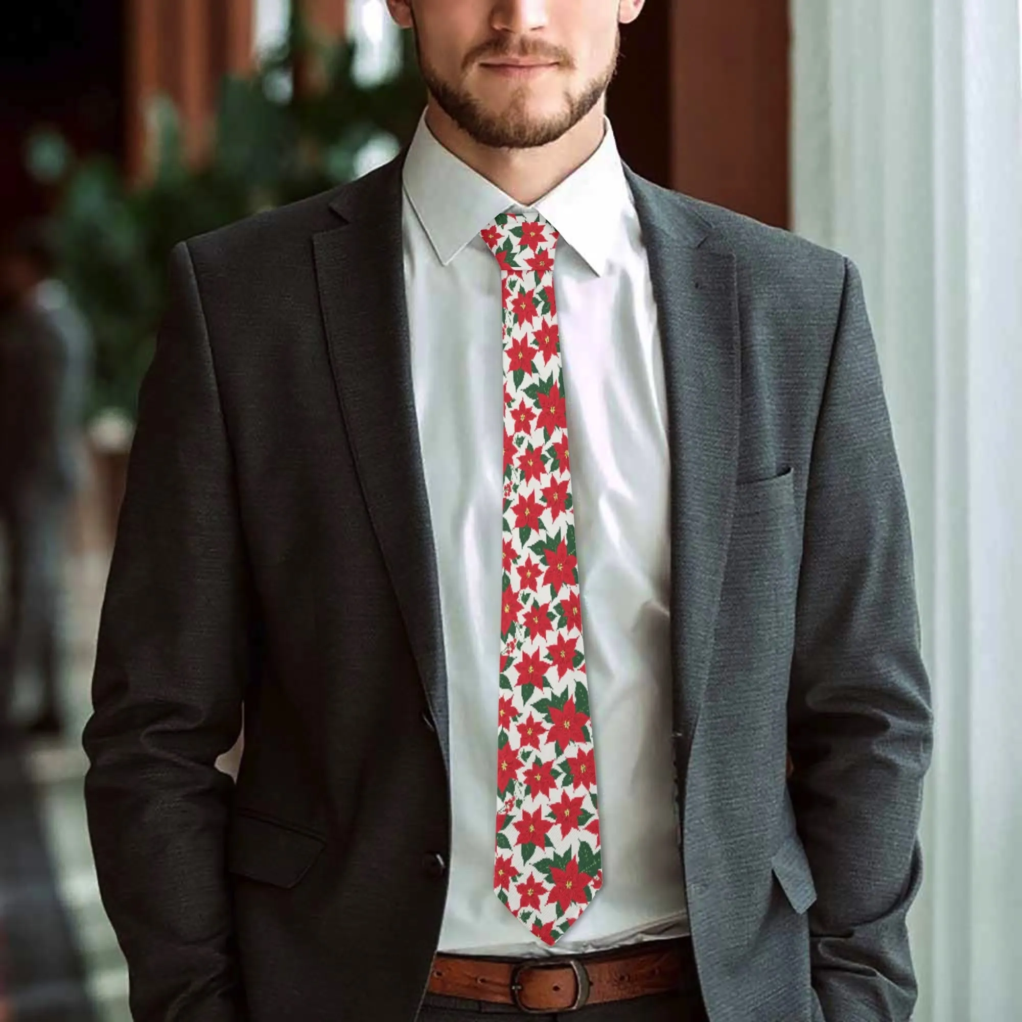 Poinsettia Floral Necktie