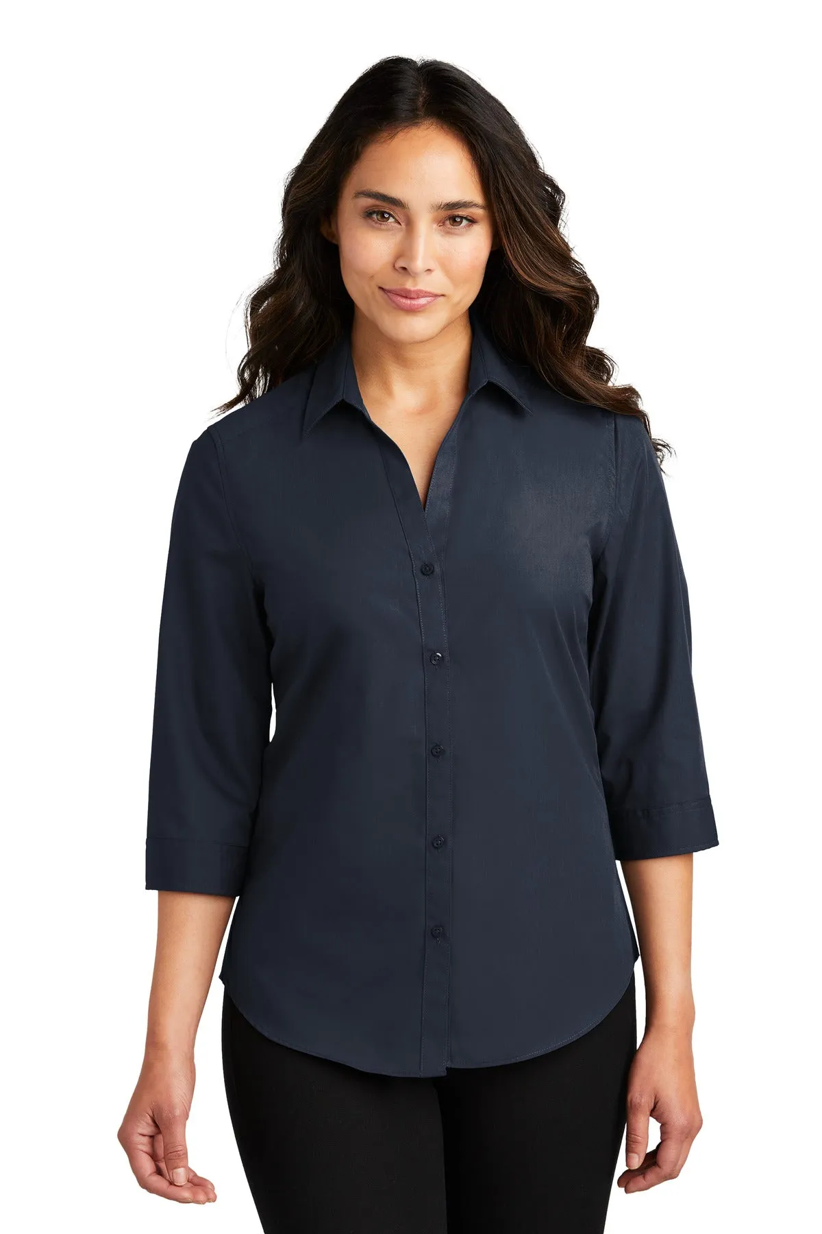 Port Authority Ladies 3/4-Sleeve Carefree Poplin Shirt. LW102