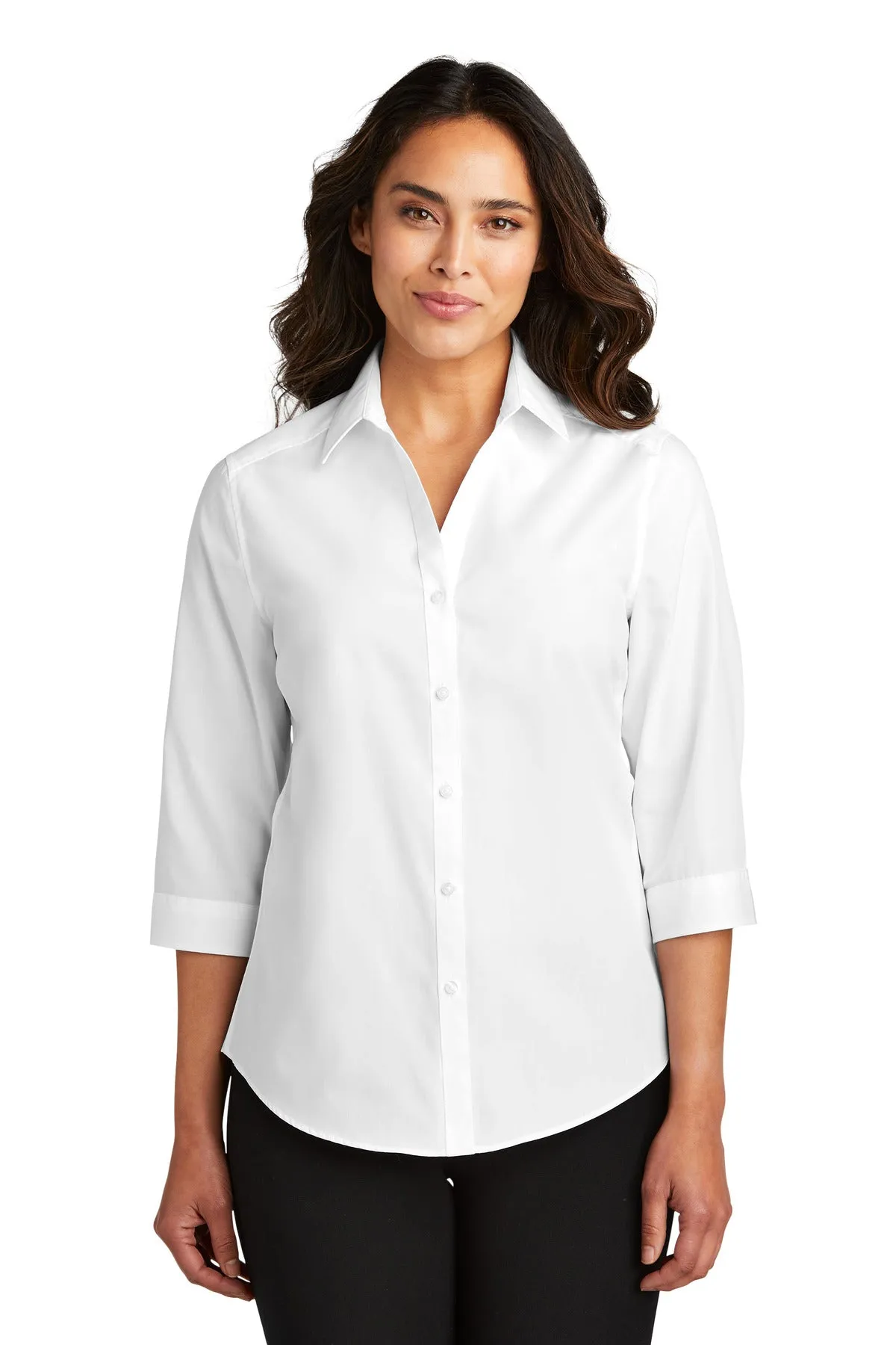 Port Authority Ladies 3/4-Sleeve Carefree Poplin Shirt. LW102